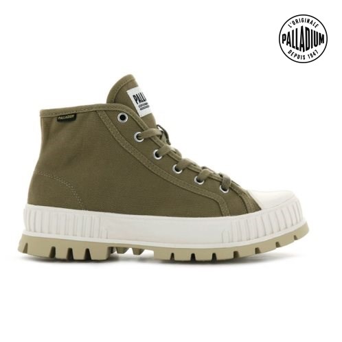 Dámské Tenisky Palladium Pallashock Mid OG High Tops Olivy Zelené | CZ ELF-03H